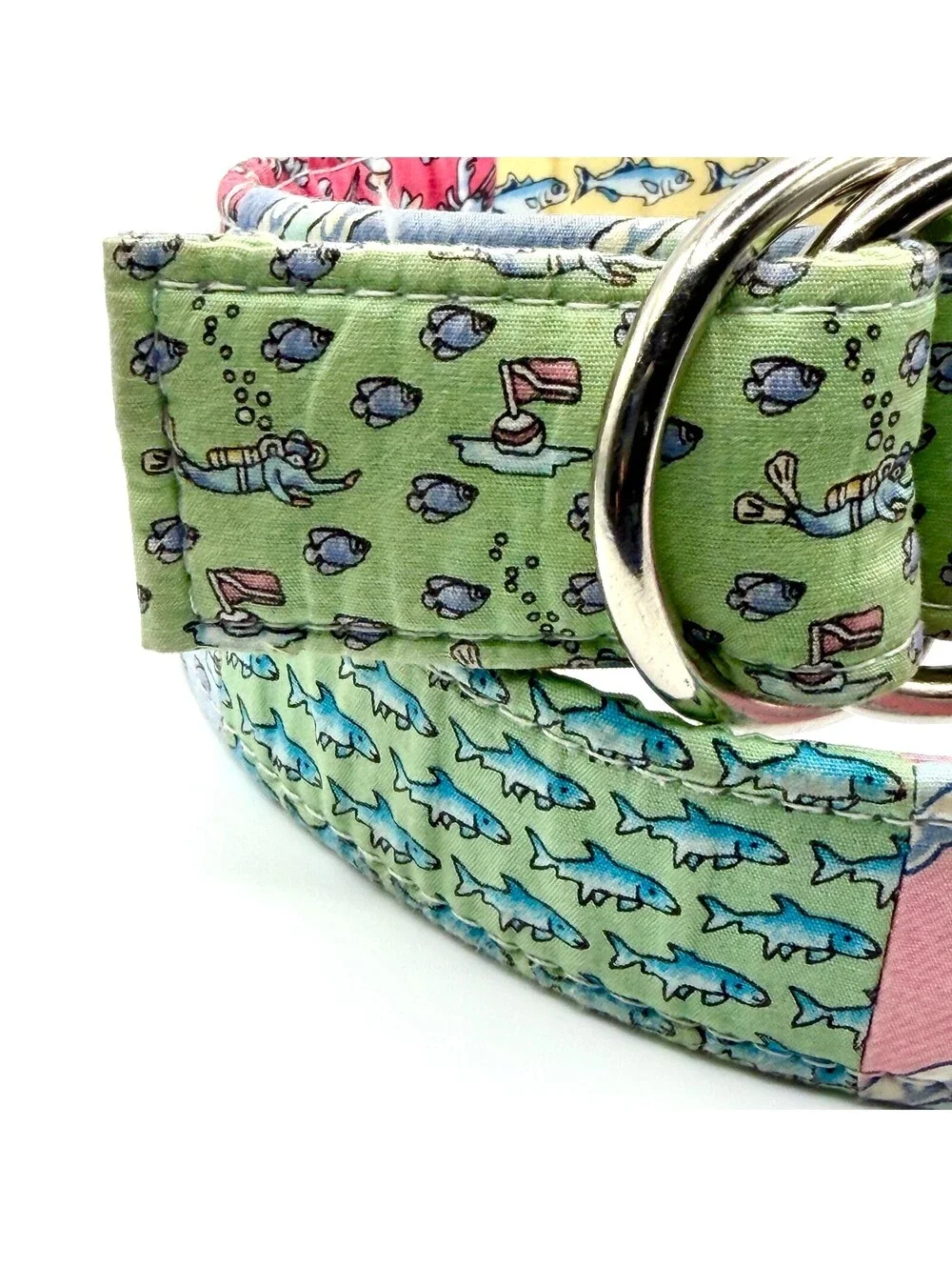 Vineyard Vines Pink Blue Cotton Patchwork D-Ring Belt